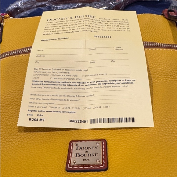Dooney & Bourke Pebble Grain Mustard Leather Bag Crossbody NWT - Picture 16 of 17